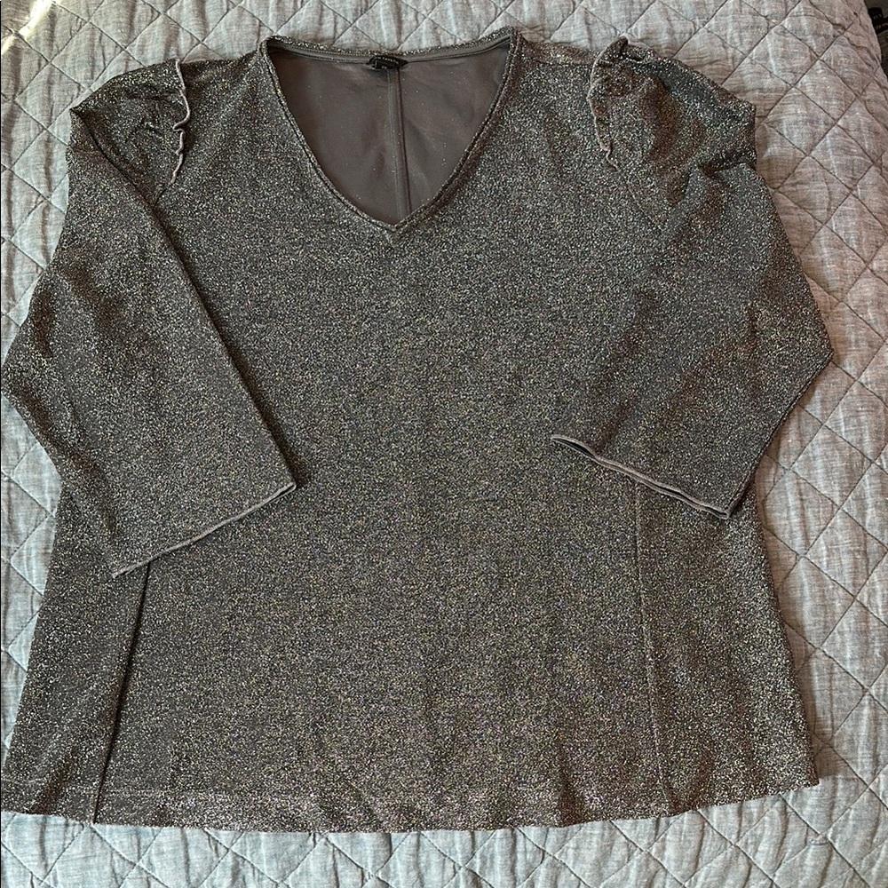 Ann Taylor Shimmering Gray Blouse